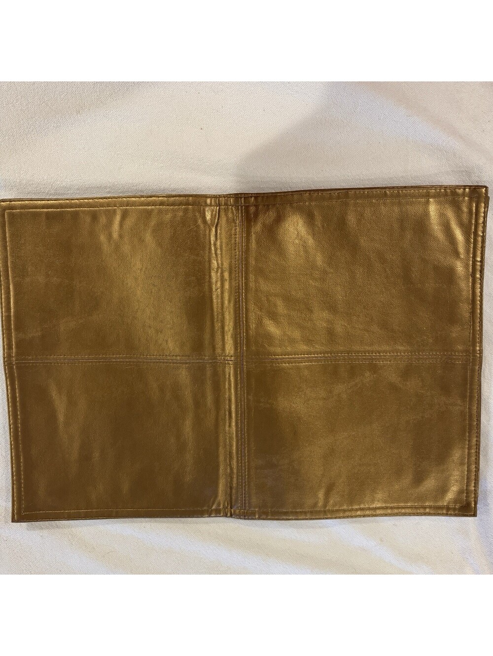 Pier 1 Imports Set Of 8 Placemats Metallic Copper/Gold Paneled Design Stitched
